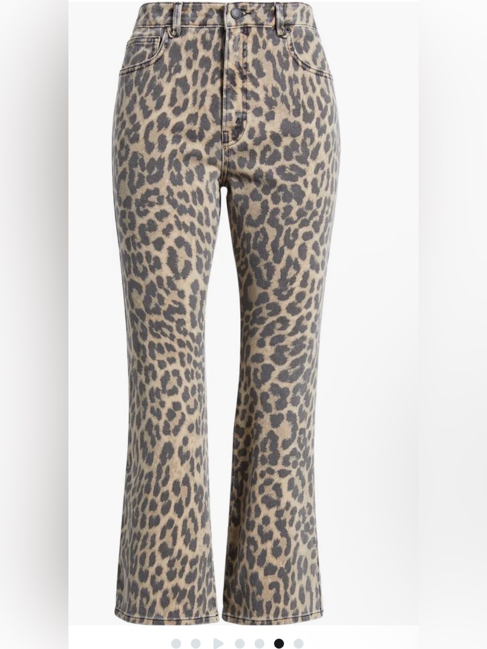 Good American Kick Leg Flare Leopard Print Pants - Beige & Black 27.5” inseam